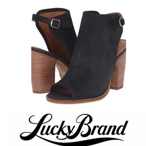 Lucky Brand Lisza Peep Toe Chunky Heel Booties